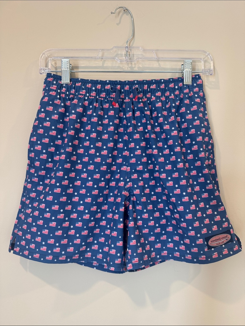 Vineyard Vines Boys Navy American Flag Swim Trunks